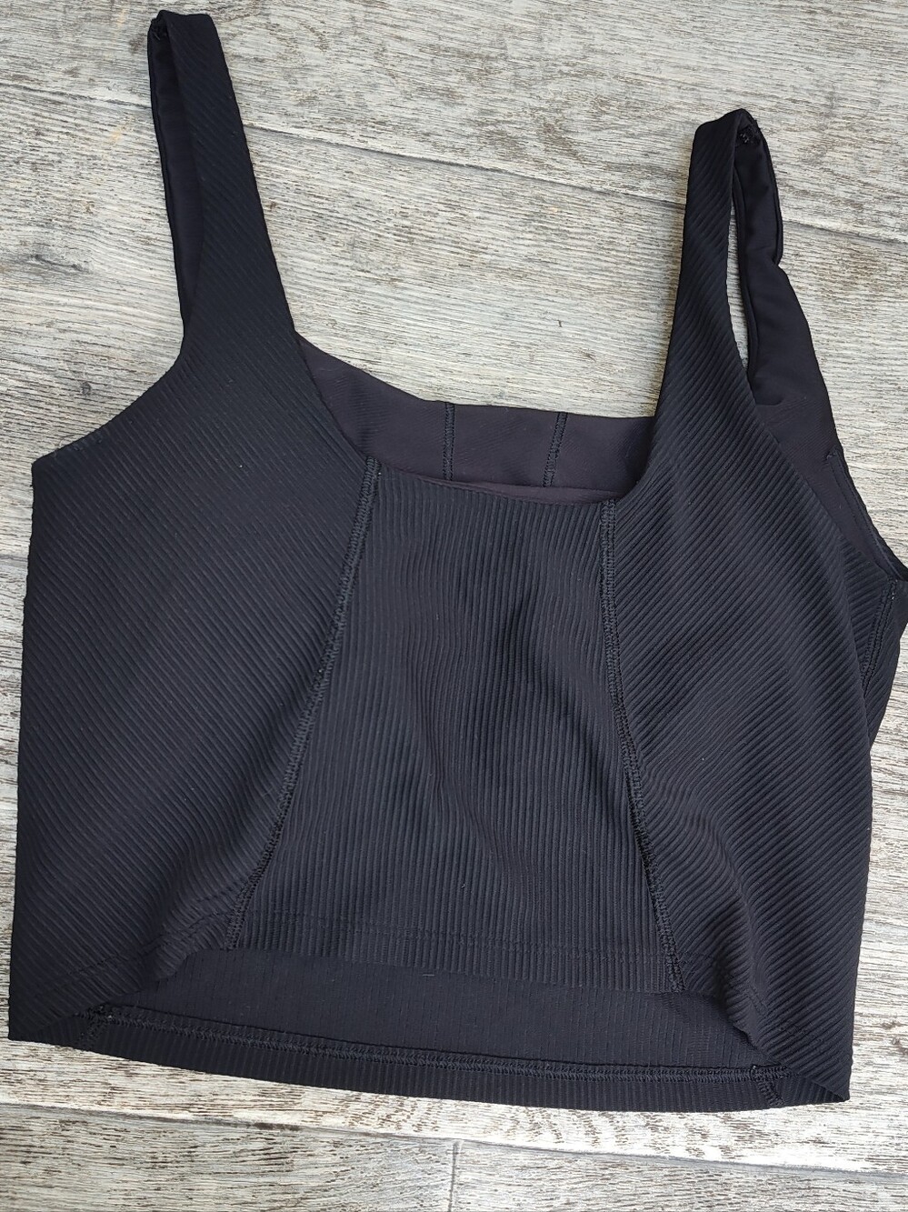 Old Navy Black Ribbed Active Power Soft Sports Bra Athletic Top Athleisure ,Med